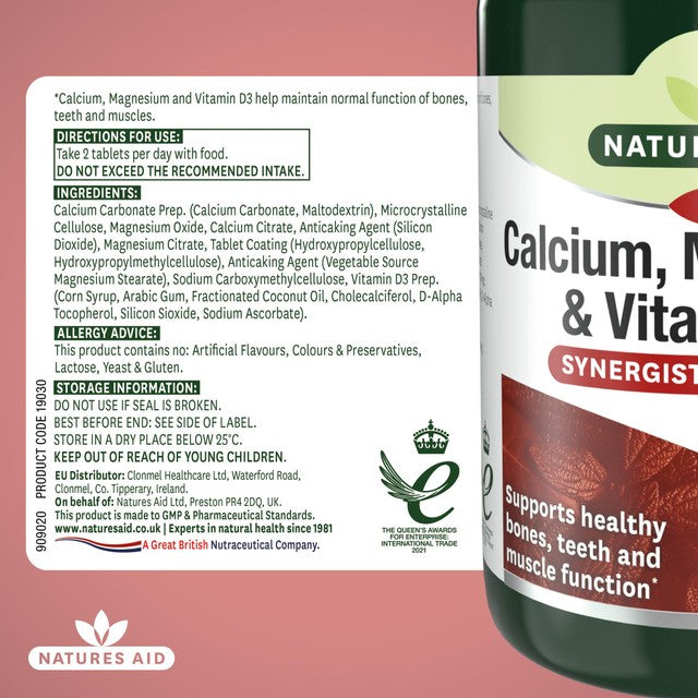 Natures Aid Calcium Magnesium D3 Tablets 90, imported from the UK