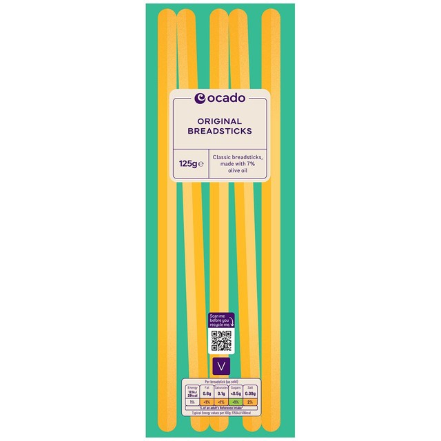 Ocado original breadsticks 125g, imported from the UK