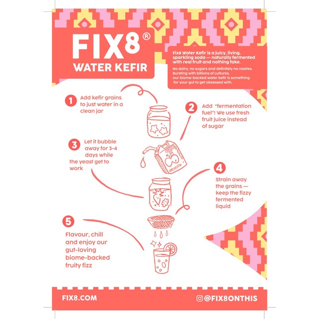 Fix8 water kefir raspberry lemonade, UK version