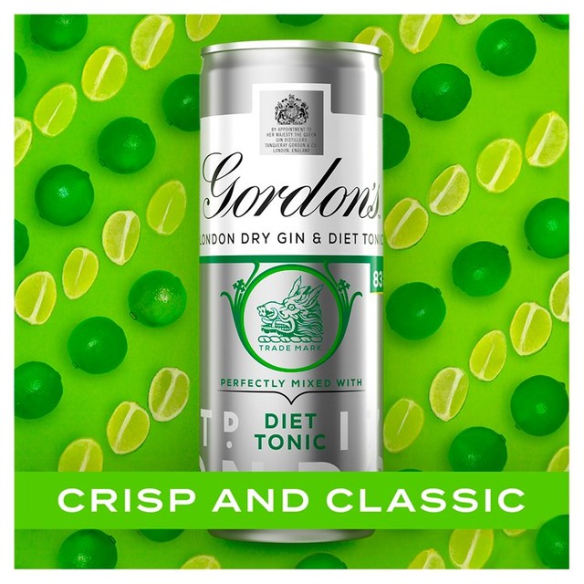 Gordon's premixed gin and diet tonic 250ml can, UK version