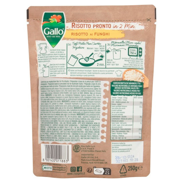 Riso Gallo mushroom risotto 250g, imported from the UK