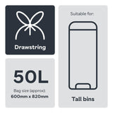 Ocado tall kitchen bin liners 50L, imported from the UK