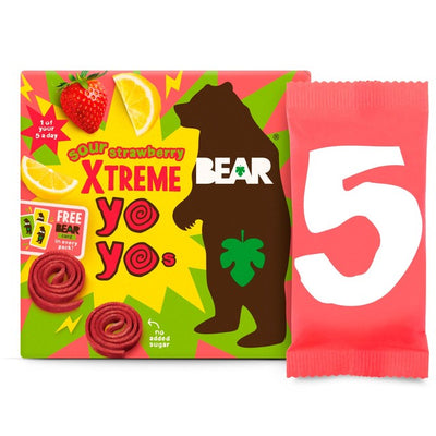 Bear Yoyos Super Sour Strawberry & Apple Multipack Fruit Snack Rolls 5 x 20g