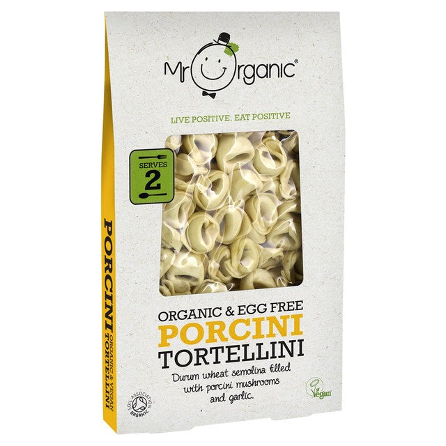 Mr Organic porcini mushroom tortellini 250g, imported from the UK
