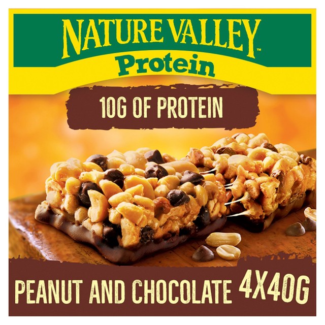 Nature Valley Protein Peanut and Chocolate Cereal Bars 4 x 40g, imported from the UK