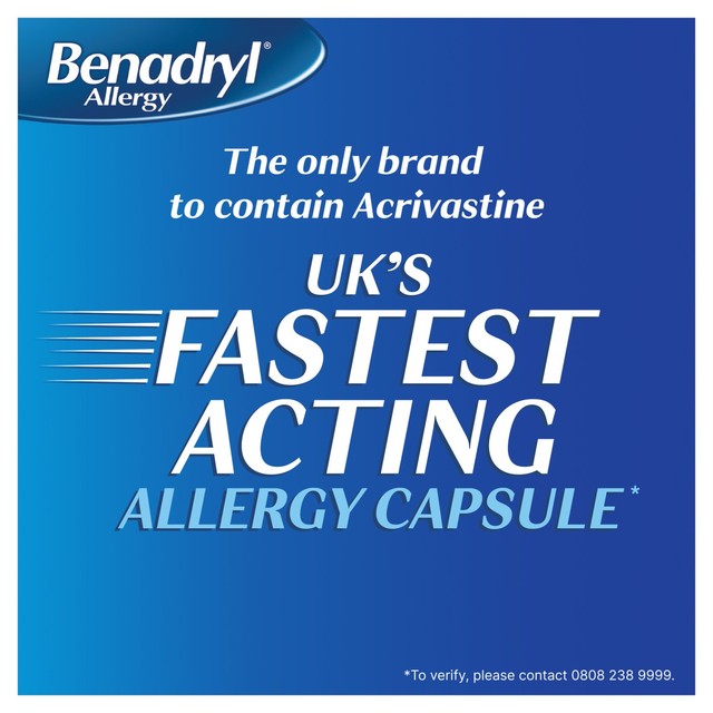 Benadryl allergy relief capsules 24 per pack - British product