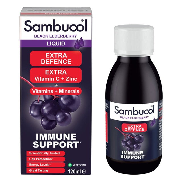 Sambucol Extra Defence black elderberry supplement syrup 120ml (British brand)