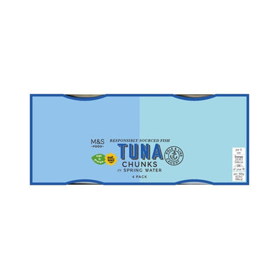 Thon M&S en morceaux dans l'eau de source, thon en conserve 4 x 160g