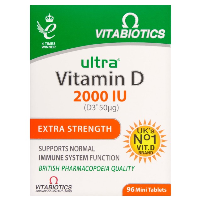 Vitabiotics Vitamin D supplement tablets 2000 IU 96 tablets (British brand)