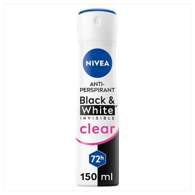 Nivea Black & White Invisible anti-perspirant deodorant spray 150ml, imported from the UK