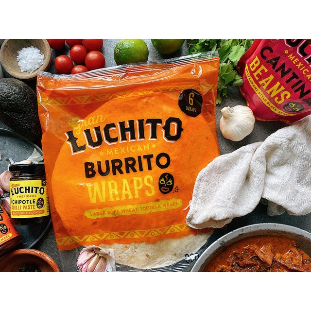Gran Luchito soft burrito tortilla wraps large 6 pack, UK version