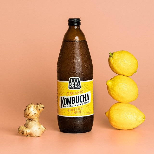 Lo Bros Ginger & Lemon Kombucha 750ml, UK version