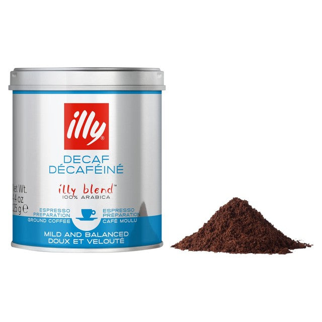Illy decaf ground coffee 125g, UK version