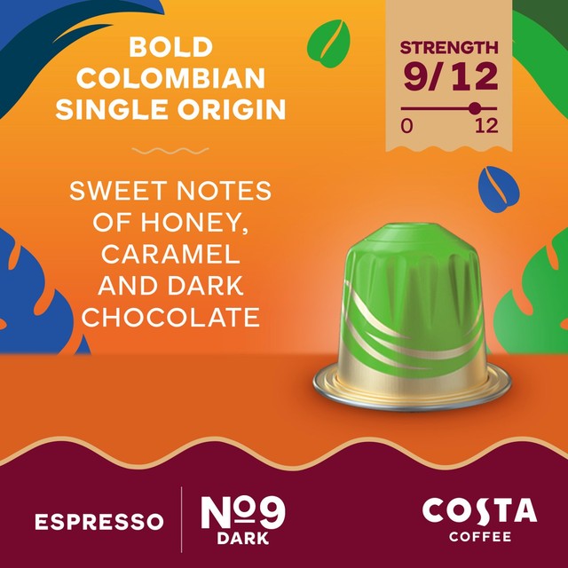 Costa Colombia Roast coffee pods 10 per pack - British product