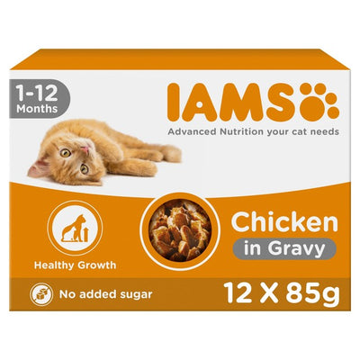 M&S Iams Delights Kitten Chicken in Gravy Wet Cat Food Multipack 12 x 85g- Buy online at McGrocer