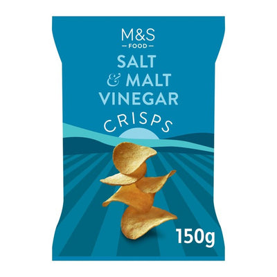 M&S M&S Sea Salt & Malt Vinegar Potato Crisps 150g- Buy online at McGrocer