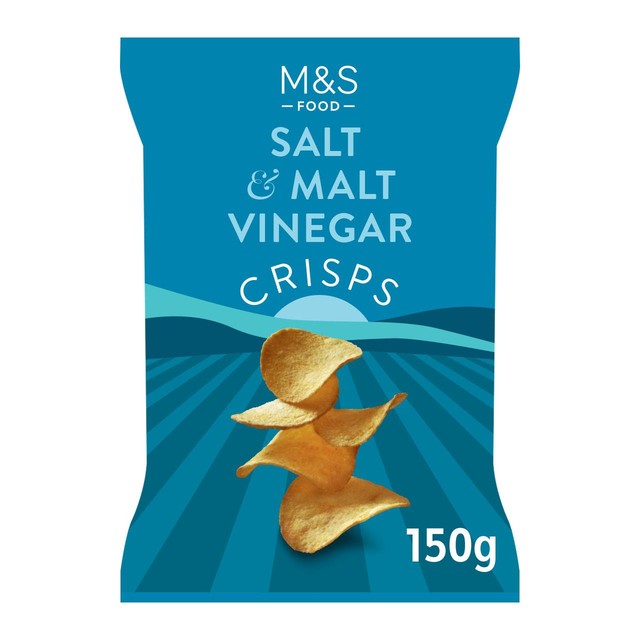M&S sea salt and malt vinegar crisps 150g, imported from the UK