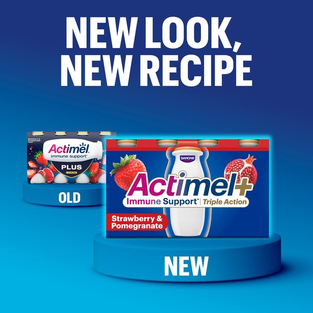 Actimel Triple Action blackberry and blueberry yoghurt drink 8 x 100g - British product