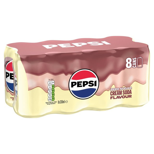 Pepsi Cream Soda 8x330ml cans imported from the UK