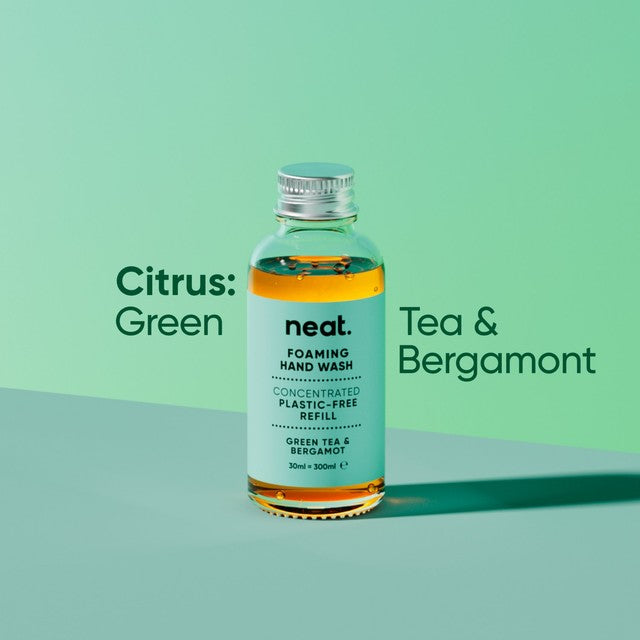 Neat foaming hand wash refill Green Tea & Bergamot 30ml, imported from the UK