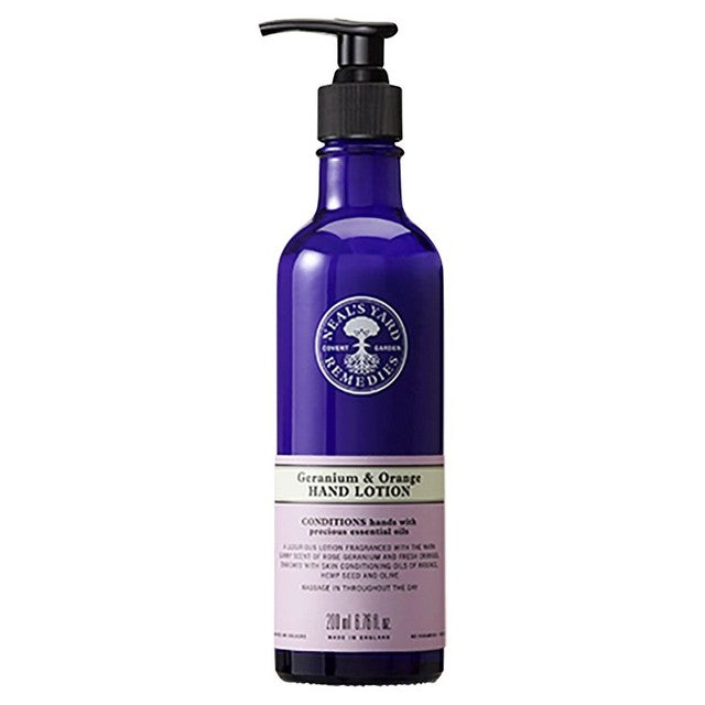 Neal's Yard geranium and orange hand lotion 200ml, imported from the UK