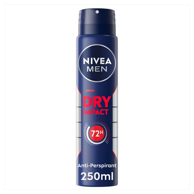 Nivea Men Dry Impact anti-perspirant deodorant spray 250ml, imported from the UK