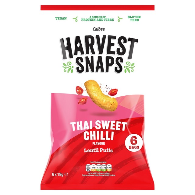 Seabrook lentil puffs Thai sweet chilli 6 pack, UK version