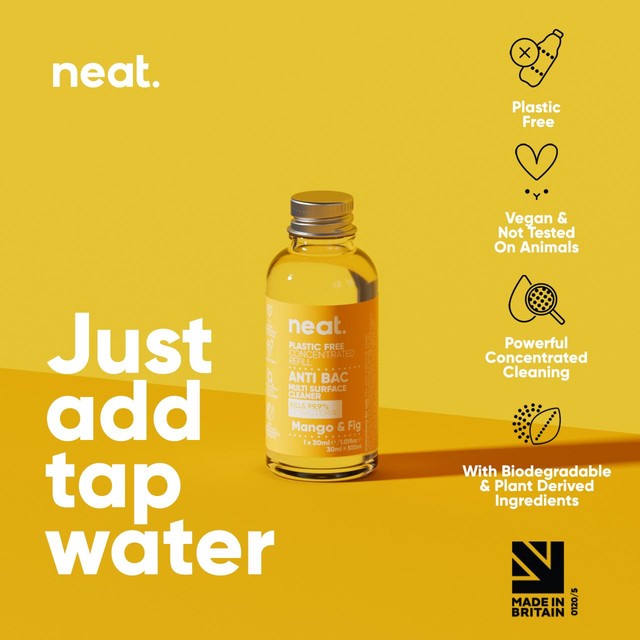 Neat Anti-Bac Multi Purpose Refill Concentrate Mango & Fig 30ml, imported from the UK