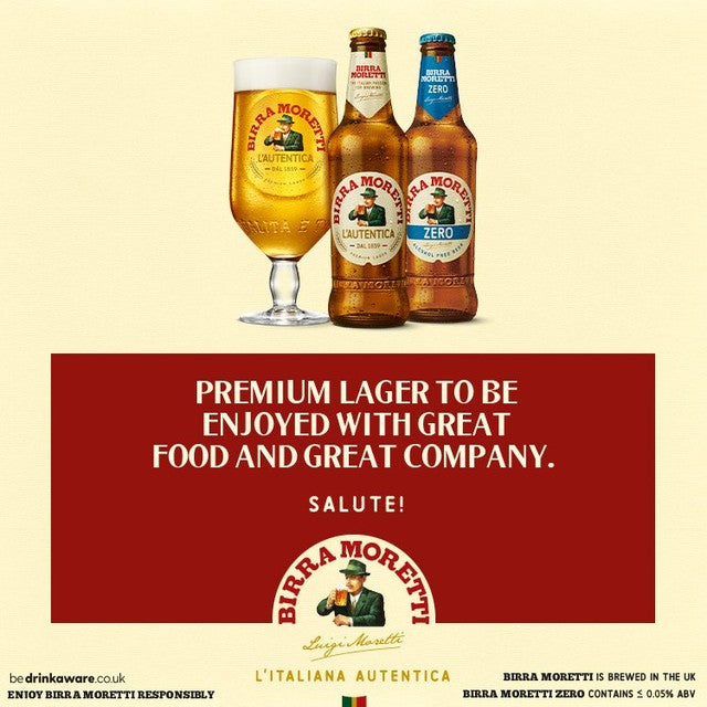 Birra Moretti lager beer 4 x 440ml cans - British product
