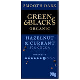 Green & Black's dark chocolate bar with hazelnuts and currants - British product