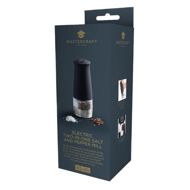 MasterClass electric dual salt and pepper mill 6x6x17cm, imported from the UK