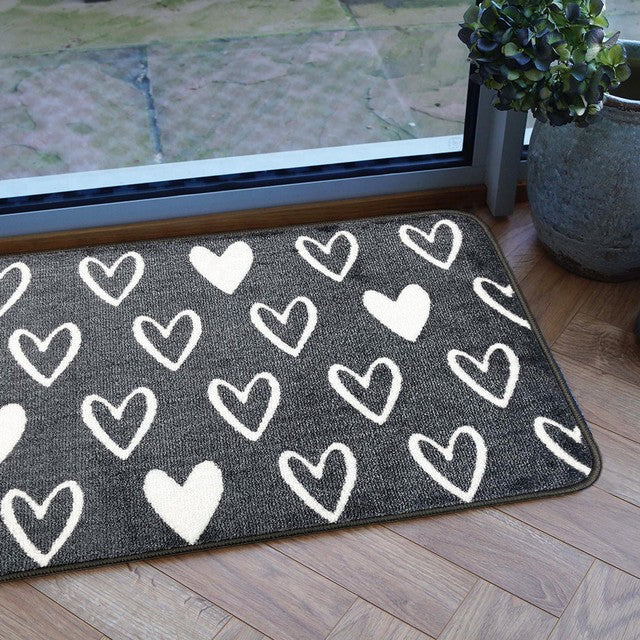 Mighty Mats supersoft washable mat grey hearts 50x75cm, imported from the UK