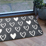 Mighty Mats supersoft washable mat grey hearts 50x75cm, imported from the UK