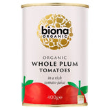 Biona organic whole plum peeled tomatoes 400g can - British product