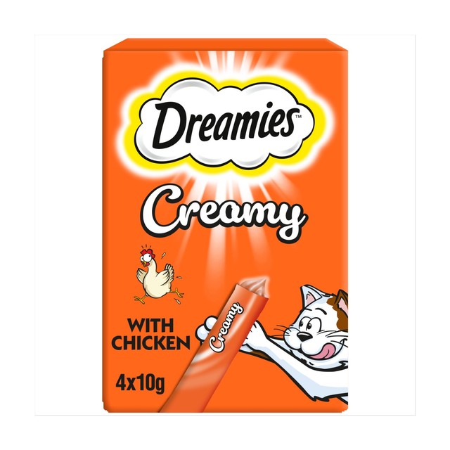 Dreamies creamy chicken cat treats 4 x 10g - British product