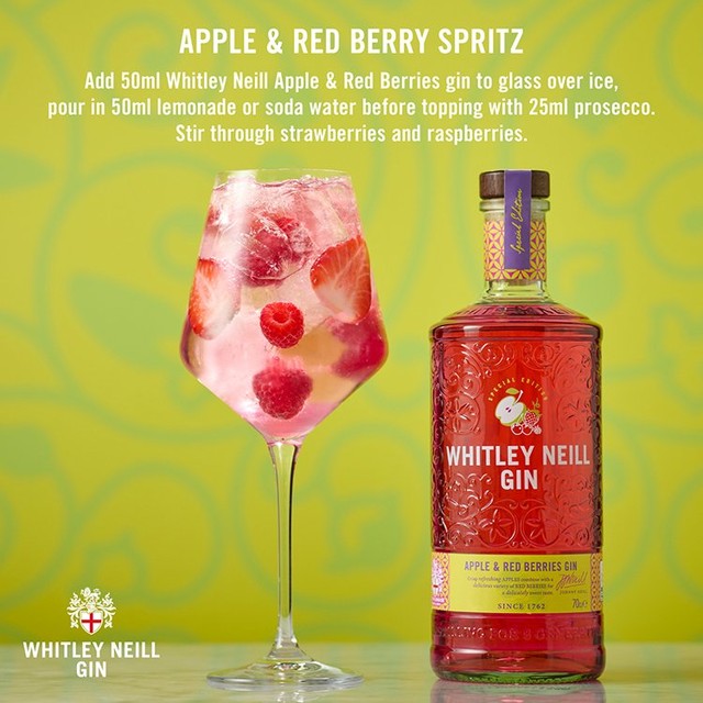 Whitley Neill apple and red berry gin 70cl (British brand)