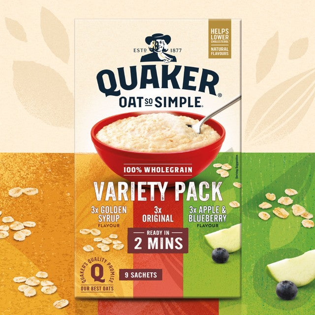Quaker porridge sachets variety pack, imported from the UK