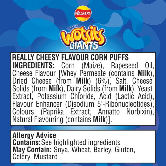 Wotsits Giants Really Cheesy crisps 130g (British brand)