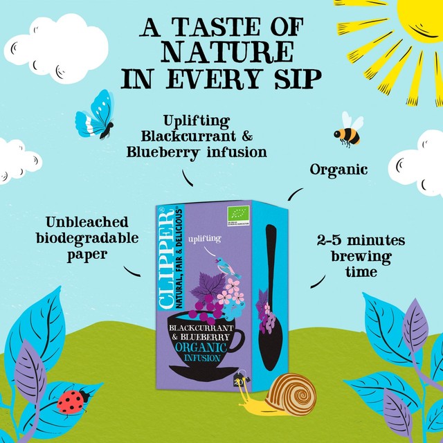 Clipper Blackcurrant & Blueberry Organic Tea Bags 20 Pack - British product