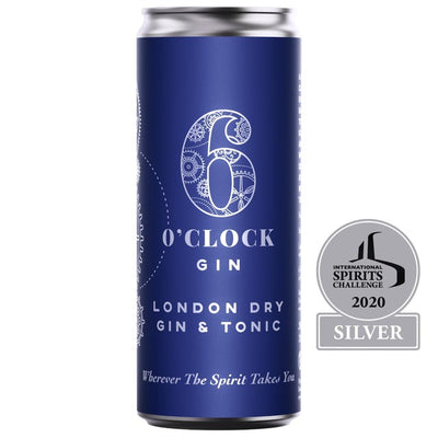 6 O'clock Gin London Dry Gin og Tonic Klar til å drikke 250 ml