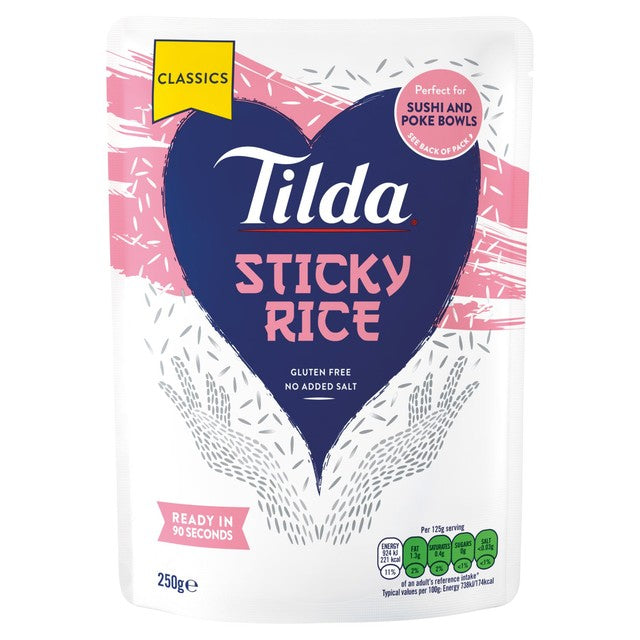Tilda microwave sticky medium grain rice 250g (British brand)