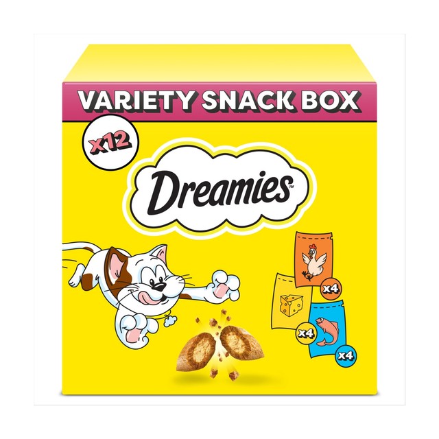 Dreamies cat treats variety snack box with chicken, cheese and salmon, 720g - British product