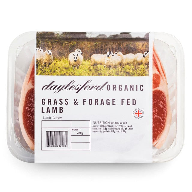 Daylesford Organic Fresh Lamb Cutlets 400g - British product