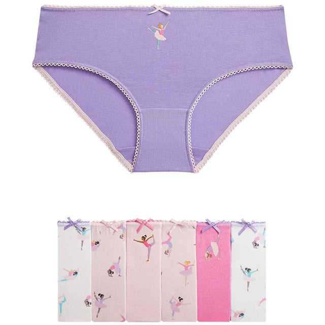 M&S girls cotton ballerina knickers for 11-12 years, 7 pack, imported from the UK