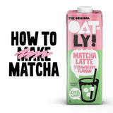 Oatly strawberry matcha latte oat drink - British product