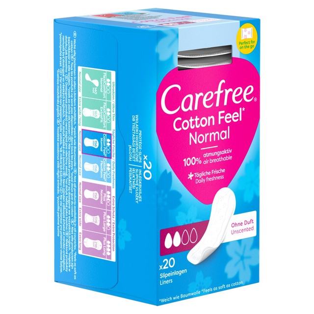 Carefree Cotton Breathable Pantyliners 20 Pack - British product