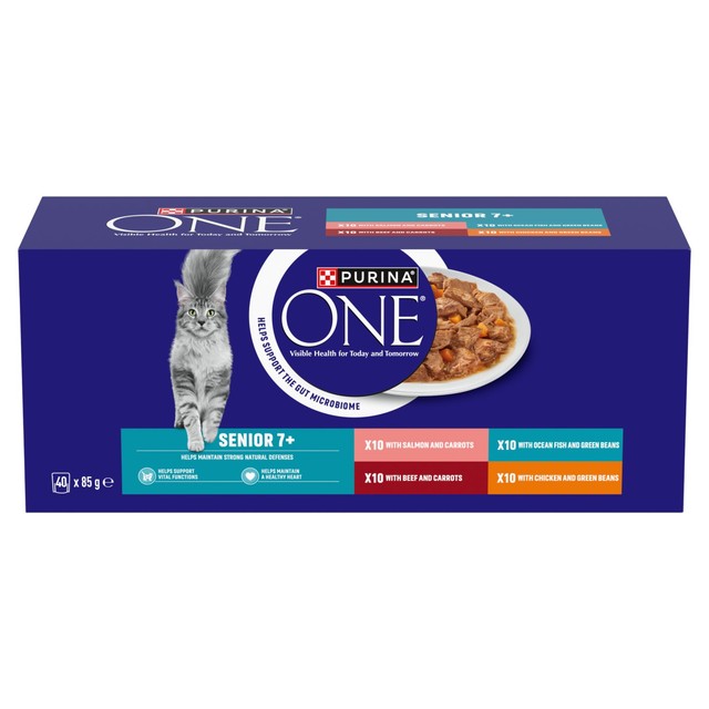 Purina One Senior cat food mixed selection 40x85g, imported from the UK