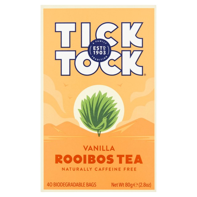 Tick Tock Vanilla Rooibos tea bags 40 per pack (British brand)