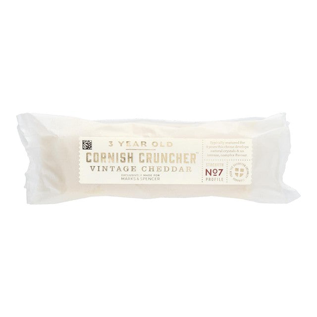 M&S Cornish Cruncher Vintage Cheddar cheese 250g, imported from the UK