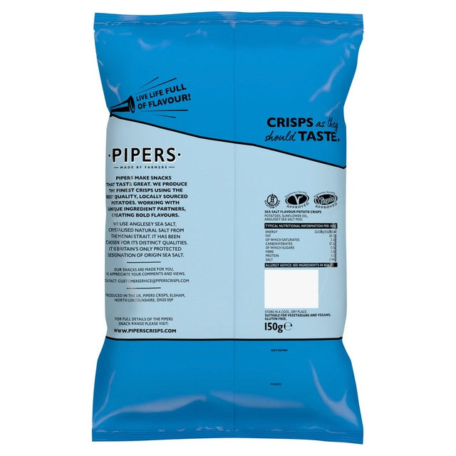 Pipers Anglesey sea salt crisps 150g, imported from the UK